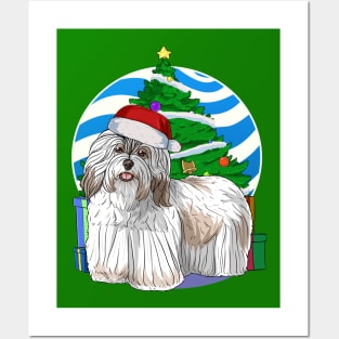 Havanese Dog Cute Santa Christmas Gift Posters and Art